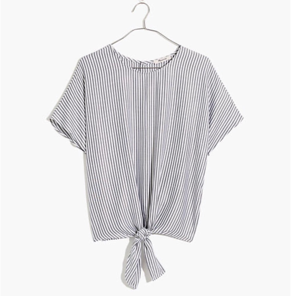 Madewell Button Back Tie Tee In Classon Stripe